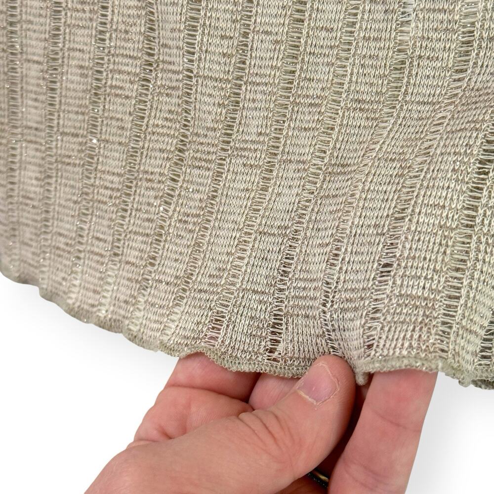 Anthropologie Pilcro Perfect Layering Tee S Beige Metallic Ribbed Knit Sparkle - Picture 6 of 10